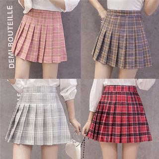 Chic High Waist Pleated Skirt Plaid Skirt Female Summer Skirts Women Short Skirt Mini A-Line Clothes Womens Harajuku jk Clothes