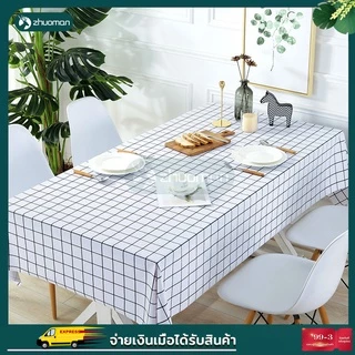 ผ้าปูโต๊ะ กันน้ำ โต๊ะอาหาร สี่เหลี่ยมผืนผ้า วัสดุ PEVA 3 ขนาด กันน้ำและกันเปื้อน ทำความสะ