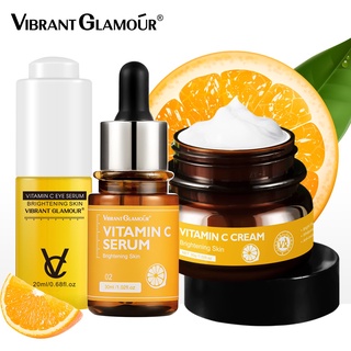 Vibrant GLAMOUR Nature Vitamin C ครีมบํารุงผิวหน้า ไวท์เทนนิ่ง เซรั่มลดรอยคล้ําใต้ตา 3 ชิ้น