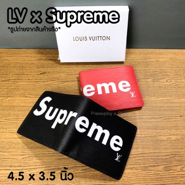SZ กระเป๋าสตางค์ Louis Vuitton x Supreme LV แบบพับใบสั้น⚡️ พร้อมส่ง รูปถ่ายจากสินค้าจริง