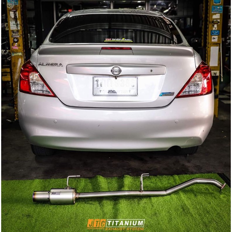 ท่อไอเสีย​ ชุด​ท่อ​ตรง​รุ่น​ Nissan Almera ปากตรง​ไทเทเนียม​แท้​ JTC TITANIUM-ชุดคิท​แทนท่อนท้าย ติด