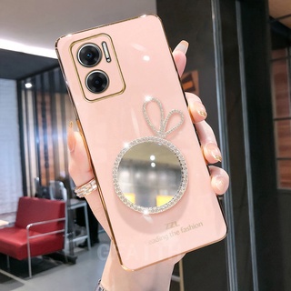 Hot Sales New เคส Xiaomi Redmi 10 5G 2022 10C Mi 12 Pro Xiaomi12 Fashion Soft Case Plating with Rhinestones Rabbit Makeup Mirror Cover เคสโทรศัพท์ Redmi10 Mi12Pro