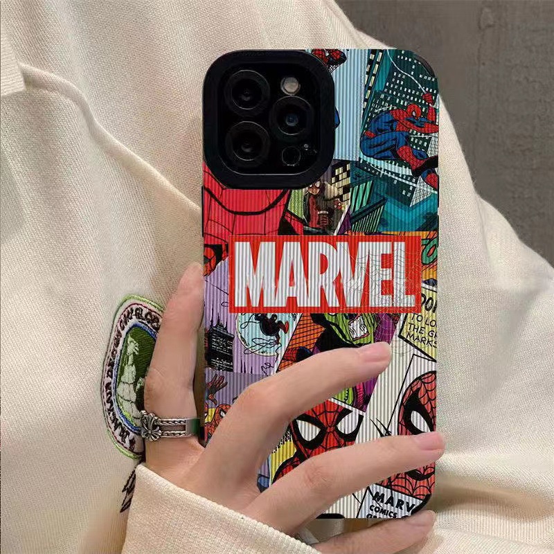 เคสสําหรับ iphone 14 pro 14/15/16 promax 11 12 11/12/13/8plus/X/15pro เทรนด์อะนิเมะ spiderman กันกระแทกปกอ่อน
