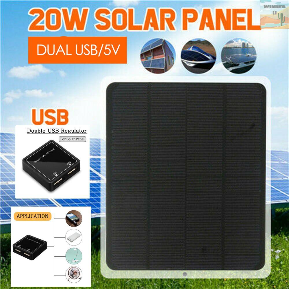 WinnerYou 20W DC 5V Solar Panel Monocrystalline Solar Charger with ...