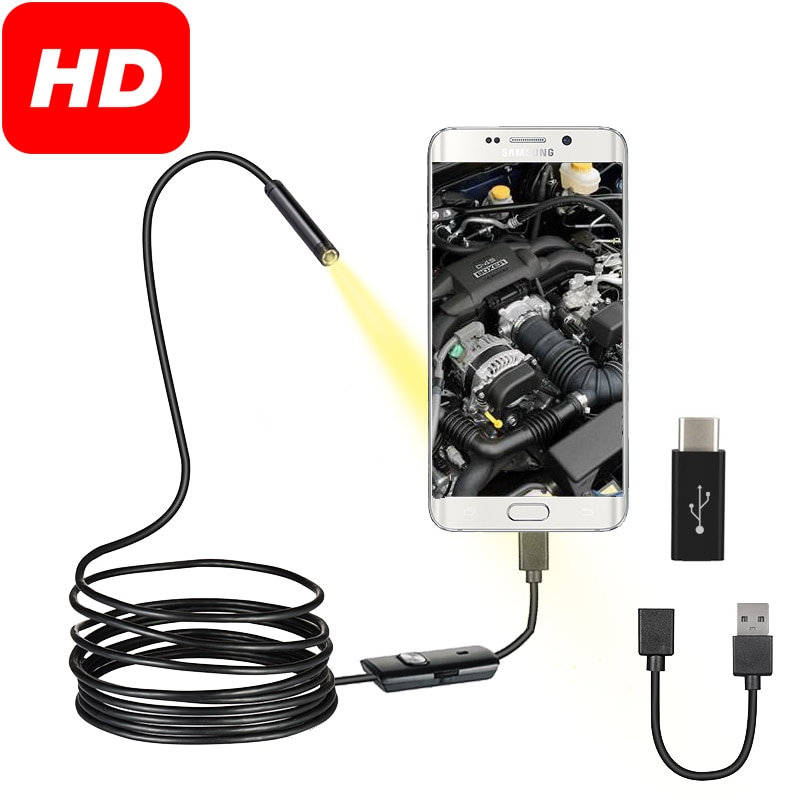 USB Endoscope Camera Flexible IP67 Waterproof 6 Adjustable LEDs