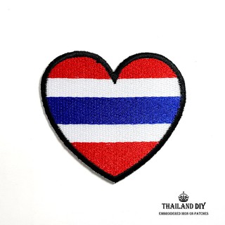 ตัวรีดติดเสื้อ ลาย หัวใจ งานปัก ธงชาติไทย Thailand Heart Flag Patch DIY wop ตัวรีด อาร์ม ตัวรีดลายธงชาติ คนไทย หัวใจไทย