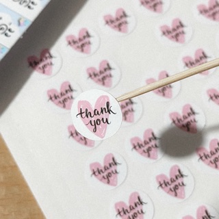 (176 ดวง) สติกเกอร์ขอบคุณ สติกเกอร์วงกลม สติกเกอร์ไดคัท Circle sticker Thank you Sticker