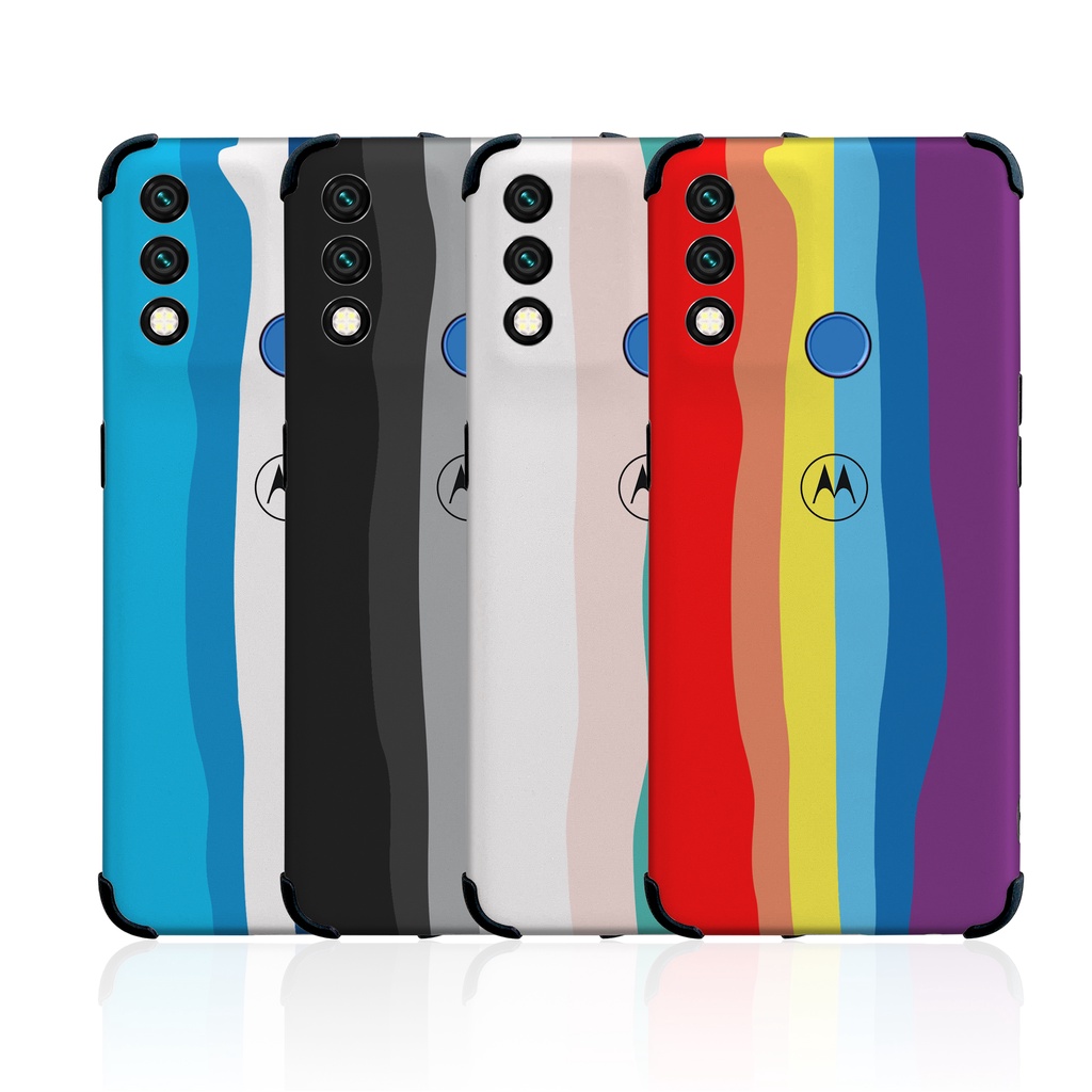 Rainbow Color Case Motorola Moto E7 Power E7 Plus G7 Play G7 Plus Original Official Gradient Silicon