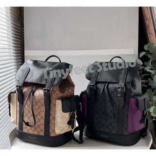 Coach C6081 C5414 Hudson Backpack In Blocked Signature Canvas Men กระเป๋าเดินป่า 6081 5414