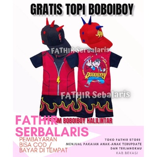 Boboiboy ชุดสูทสั้น BOBOIBOY เครื่องแต่งกายสายฟ้า ฟรีหมวกที่ดีที่สุด Pay On The Spot สําหรับเด็ก