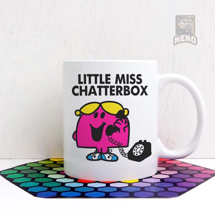 Little Miss Chatterbox และแก้วเซรามิคโทรศัพท์สีดํา