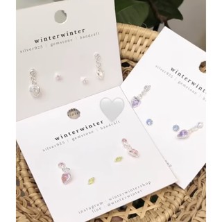 (โค้ด MZ8QP ลด 45.-) Winterwinter Jewelry Silver925 : เครื่องประดับเงินแท้ เงินแท้925 ต่างหูเซ็ต ต่างหูห้อยรูปหัวใจ