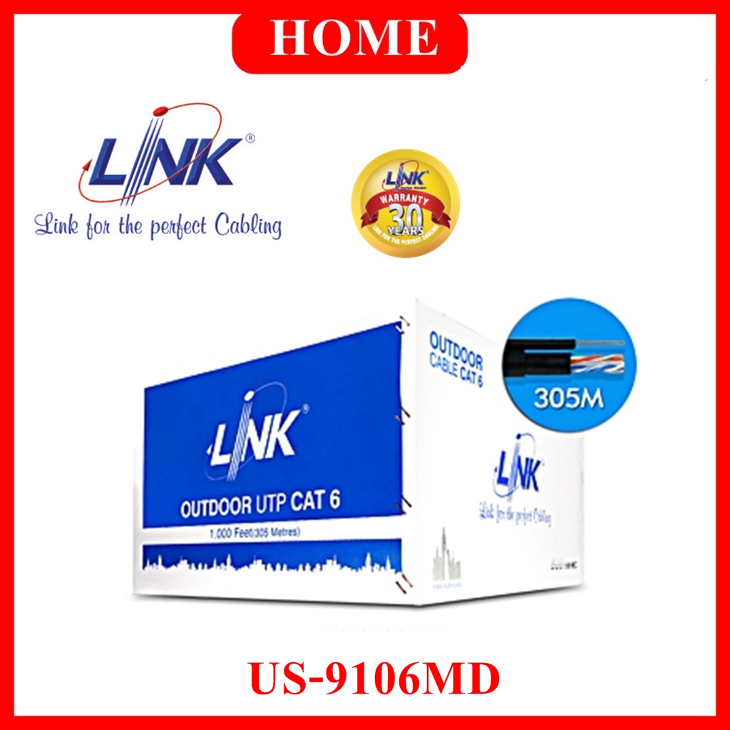 LINK สายแลน CAT6 305ม. Outdoor มีสลิง รุ่น LINK US-9106MD