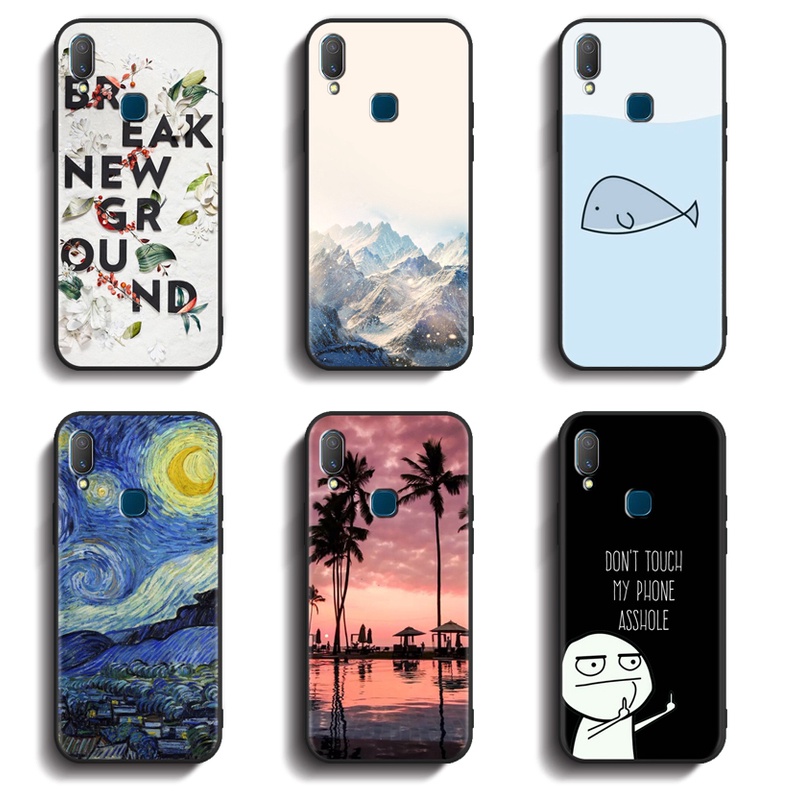 Softcase VIVO Y85 1726 1723 V9 ป้องกันการแตกร้าว เคส TPU คุณภาพสูง ฝาครอบป้องกันเต็มรูปแบบ ซิลิโคน เคสยาง สีดํา