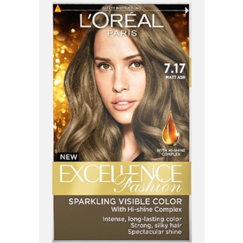 เบอร์ 7.17 แมทแอช สีบลอนด์อ่อน ประกายหม่นเหลือบเขียว Loreal Excellence Fashion color cream ลอรีอัล เ