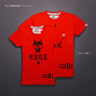 rudedog เสื้อคอกลม ชาย หญิง รุ่น skull สีส้ม