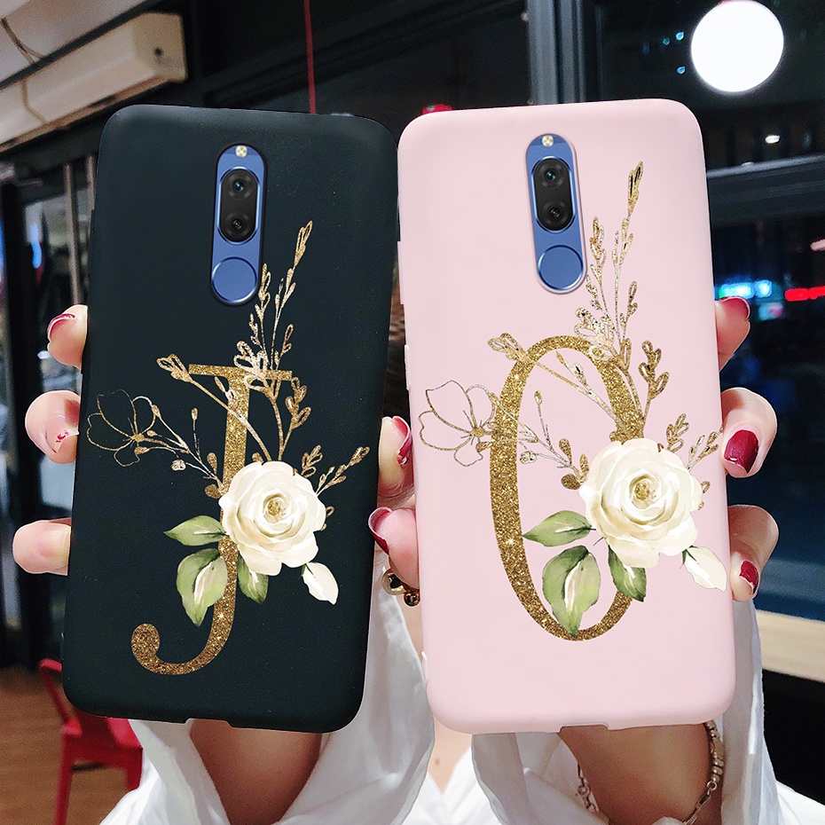 เคส Huawei Mate 10 Lite Rne-L21 Rne-L22 Rne-L23 สีดํา สีชมพู เคลือบด้าน ตัวอักษรน่ารัก ซิลิโคนนิ่ม เ