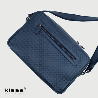 compact messenger bag intrecciato กระเป๋าสะพายหนังแท้ สานมือทั้งใบ แบรนด์ klaas ของแท้