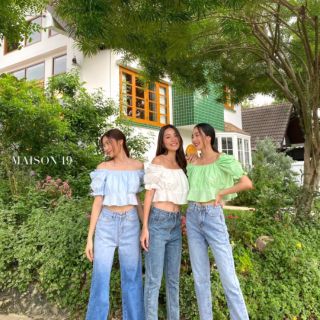 parsy top เสื้อเอวสม็อคแขนตุ๊กตา🥑 เสื้อครอป crop top