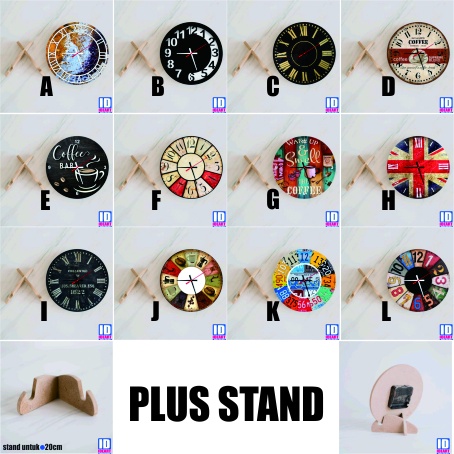 ไม้ Mdf นาฬิกาตั้งโต๊ะนาฬิกาแขวนตกแต่งบ้าน Vintage Display Plus Stand C168