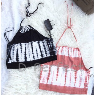 F21  Tie-Dye Halter Crop Top  ครอปตัวสั้นแบบผูกคอ ลายมัดย้อม ผ้าเรย่อน เนื้อผ้านิ่มยืด ผูกคอโชว์หลัง เหมาะกับsummer