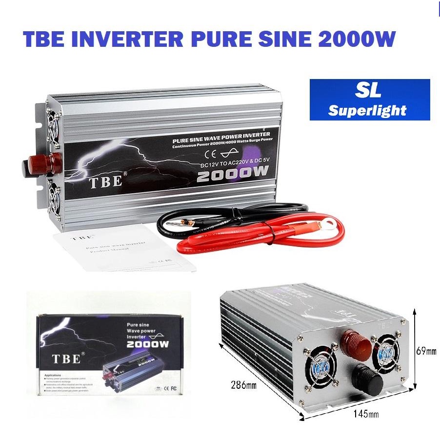 TBE inverter 2000W รุ่น pure sine wave power inverter 12V เครื่องแปลงไฟ อินเวอร์เตอร์