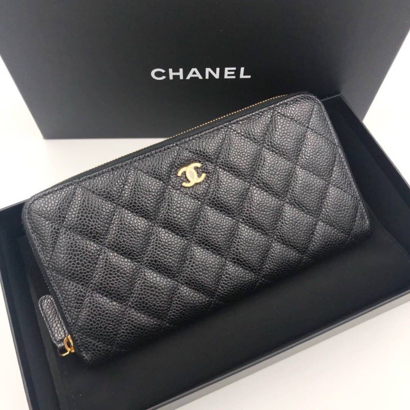 🇫🇷 New Chanel zippy wallet black caviar ghw
