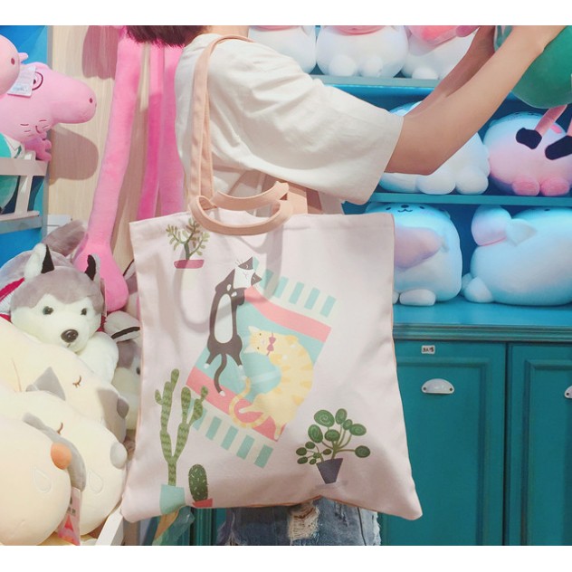 กระเป๋าผ้า pastel cat 4 สาย พร้อมส่ง!!