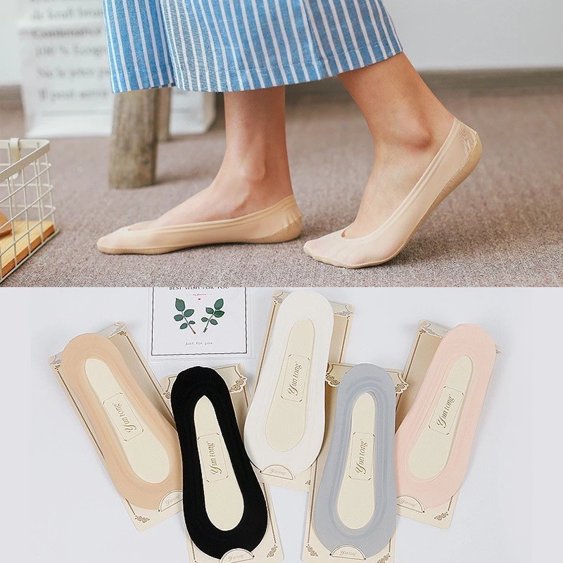 1 คู่ ถุงเท้าคัดชูซิลิโคนรอบ+กันลื่น ลูกไม้ แผ่นหนุนผ่าเท้า （硅胶）1双
