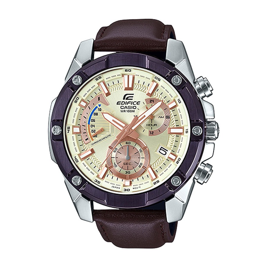 Casio Edifice นาฬิกาข้อมือผู้ชาย สายหนังแท้ รุ่น EFR-559BL-7A - สีน้ำตาล