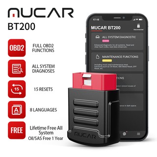 【Proton&amp;Perodua&amp;All Obd2 Cars】MUCAR BT200 เครื่องมือวิเคราะห์ obd 2 เครื่องสแกนเนอร์ TPMS ซอฟต์แวร์รีเซ็ต ระบบเต็ม 15 รีเซ็ตบริการ PK Easydiag