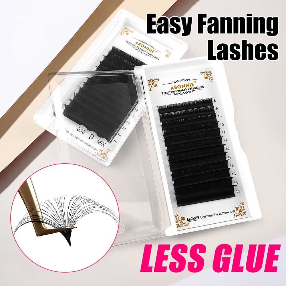 Abononnie Easy Fan Lashes Extensions 0.05/0.07 C/D curl 1s blooming eyelash extension อุปกรณ์ mink volume ขนตา