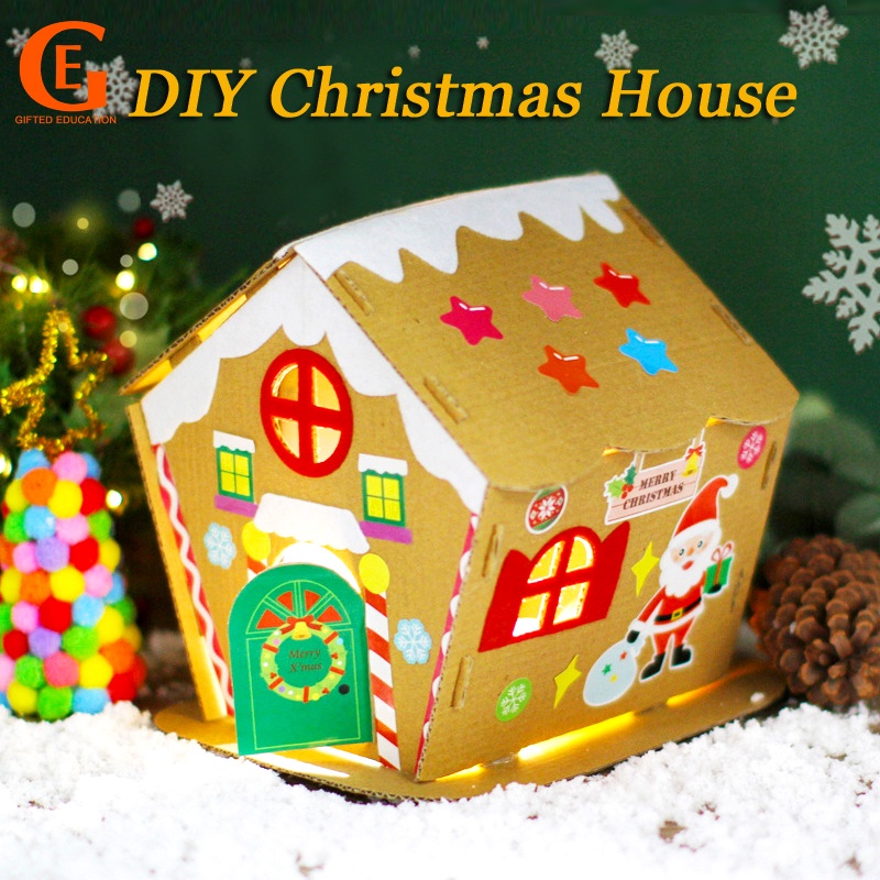 บ้านคุกกี้ ขนมปังขิง สโนว์เฮาส์ 3D พร้อมไฟ แฮนด์เมด DIY ของเล่นเสริมการเรียนรู้เด็ก