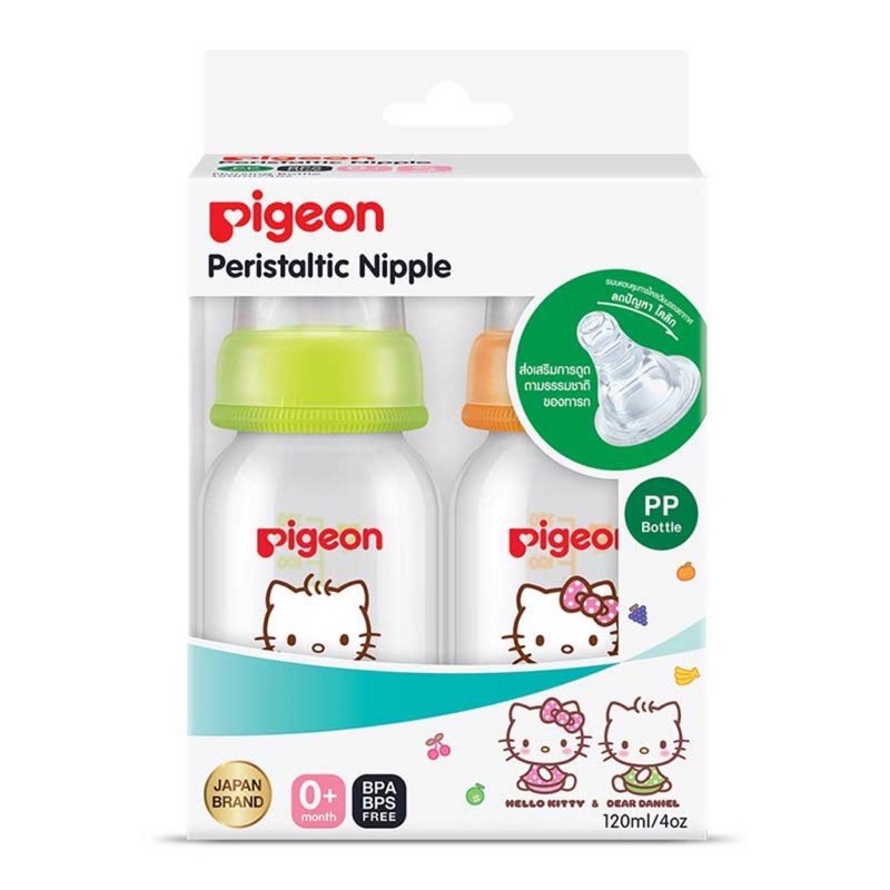Pigeon พีเจ้น ขวดนม RPP Kitty 4 oz. คอแคบ พร้อมกับจุกนมเสมือนนมมารดา P2 /  P4