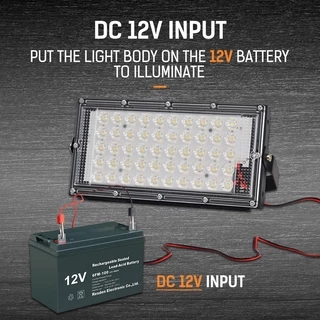 สปอตไลท์ ไฟสว่าง Spotlight LED 50W DC 12V (ใช้ไฟ12V) แสงขาว สายยาว1.1เมตร