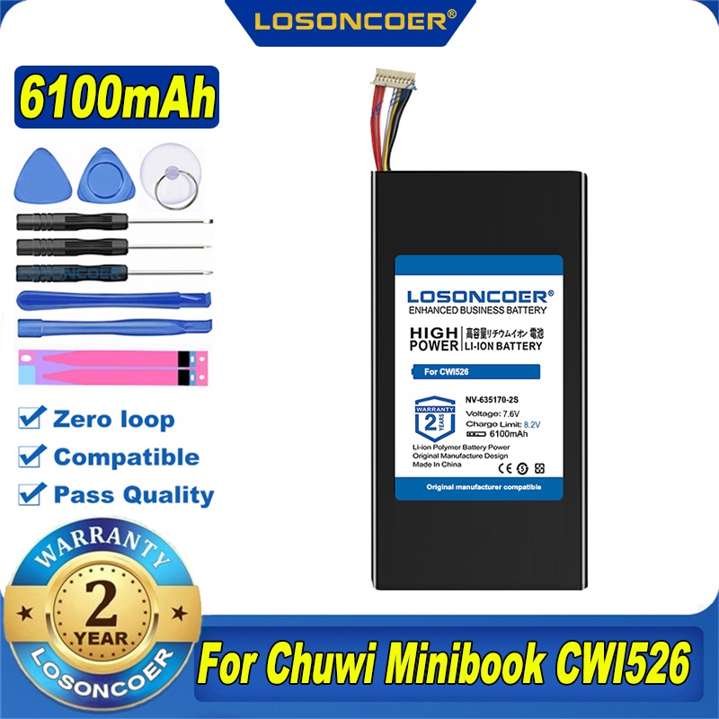 100% Original LOSONCOER 6100mAh 635170-2S 8 Lines Plug NV-635170-2S Battery For Chuwi Minibook CWI52