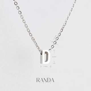 Randa สร้อยคอตัวอักษร สีเงิน ตัวพิมพ์ใหญ่ A-M สแตนเลส เลือกความยาว DIY มินิมอล ไม่ลอกไม่ดำ ลงทะเล โดนน้ำหอมได้