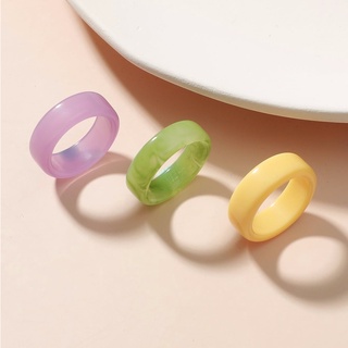 แหวนเรซิ่นสีพาสเทลสดใส 3pcs Pastel Resin Rings