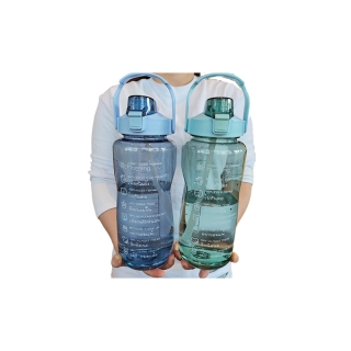 ขวดน้ำพลาสติกแบบพกพา 2 ลิตร (02) สีสันสดใส กระบอกน้ำพร้อมหลอดดูด กระติกน้ำขนาดใหญ่ (BPA FREE) พลาสติก PC