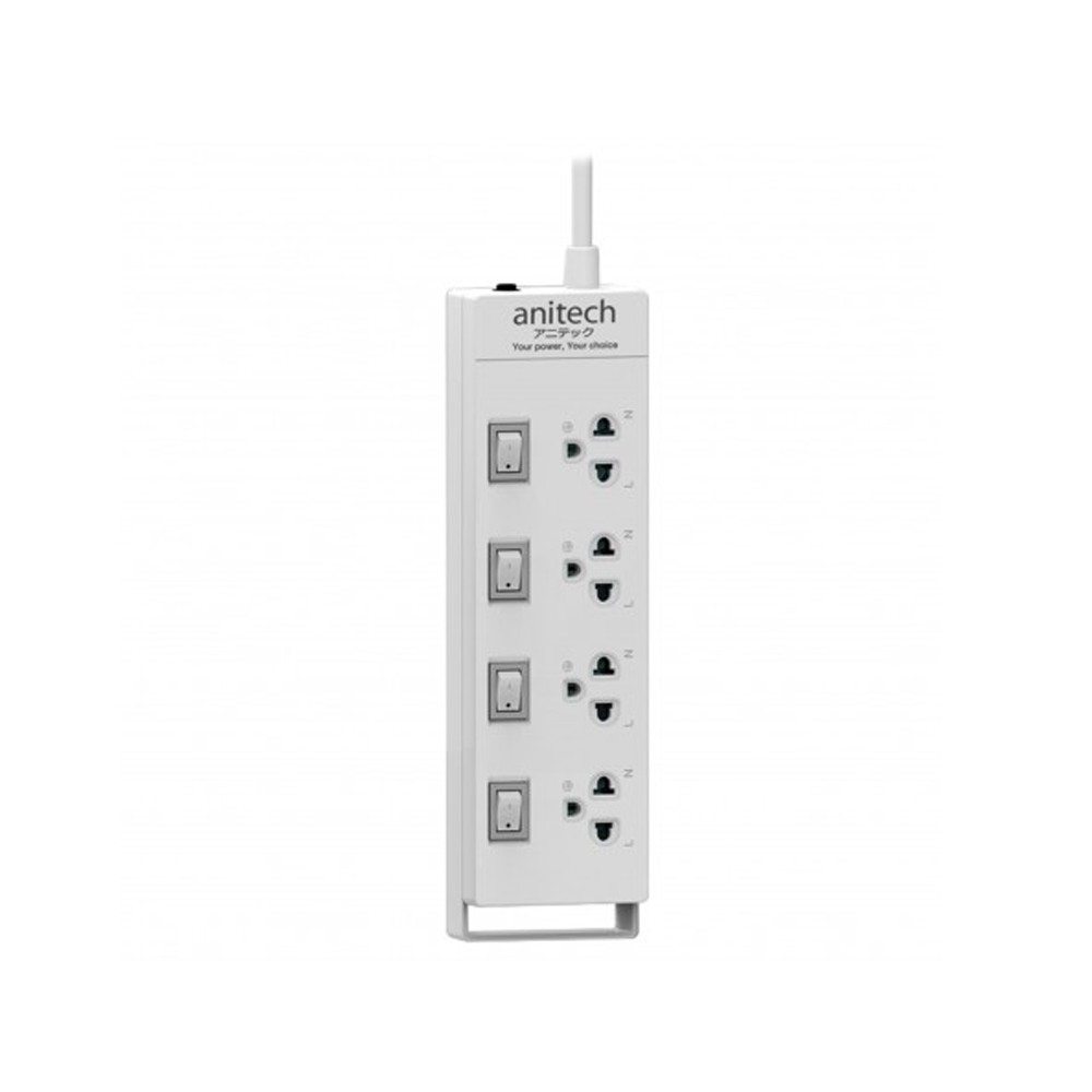 ANITECH Plug TIS 4 socket 4 switch 3M H3134-WH ปลั๊กไฟ