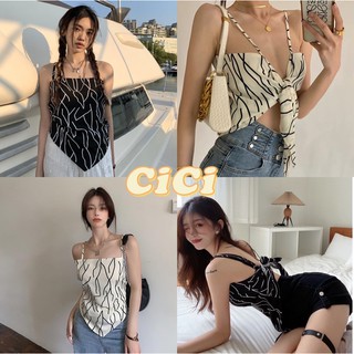 CICI(NO.1012)สายเดี่ยวทรงสามเหลี่ยมผ้าเช็ดหน้า มัดด้านหลัง