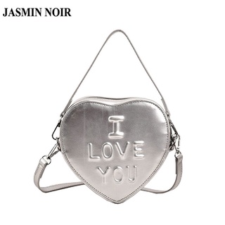 Jasmin NOIR กระเป๋าสะพายไหล่ หนัง PU พิมพ์ลายตัวอักษร หัวใจ สําหรับผู้หญิง