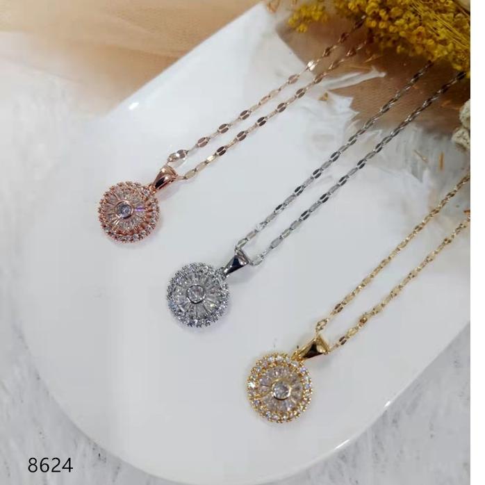 สร้อยคออัญมณีไทเทเนียม เครื่องประดับแฟชั่น O2R8