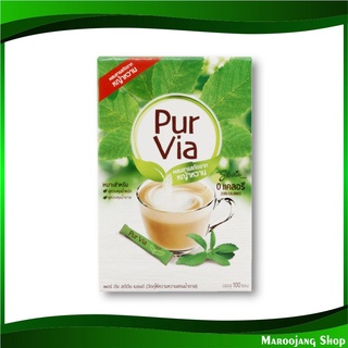 สตีเวีย เบลนด์ 100 ซอง (1กล่อง) เพอเวีย Pur Via Stevia Blend น้ำตาล หญ้าหวาน น้ำตาน วัตถุให้ความหวานแทนน้ำตาล