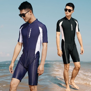 Black and blue 2169 Men swimwear ชุดว่ายน้ำ ชุดว่ายน้ำแขนสั้น ขาสั้น ชุดว่ายน้ำหญิง ชาย ทอม สีดำ short sleeves swimsuit