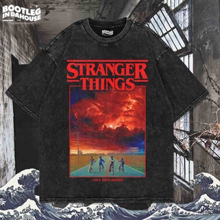 เสื้อยืดผ้าฝ้าย เสื้อยืด ลาย STRANGER THINGS WASHING VINTAGE | เสื้อยืด โอเวอร์ไซส์