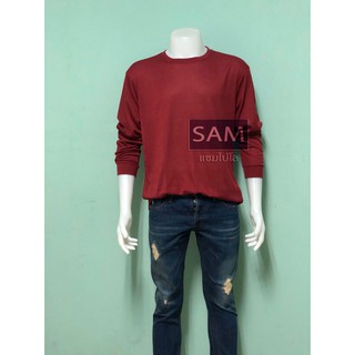 sampoloเสื้อคอกลมแขนยาว -สีเลือดหมู-Dark red