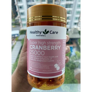 ของใหม่ พร้อมส่ง Healthy Care Super Cranberry 25000 แครนเบอร์รี่ความเข้มข้นสูง แก้ตกขาว ช่วยระบบทางเดินปัสสาวะ 90 แคปซูล