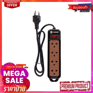 โตชิโน รางปลั๊กไฟ 4 ช่อง 1 สวิตซ์ 3 เมตร รุ่น N1-375-3M-BK TOSHINO Power Strip 4 Sockets 1 Switch 3M. #N1-375-3M-BK