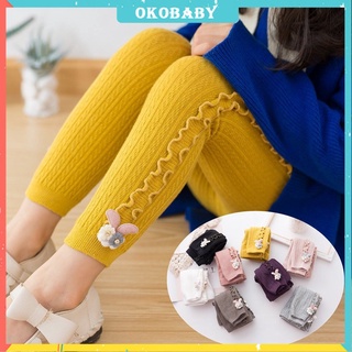 OKOBABY🌈พร้อมส่ง🌈กางเกงเลกกิ้งเด็กผู้หญิง หลายสี ตกแต่งกระต่าย 0-5ปี